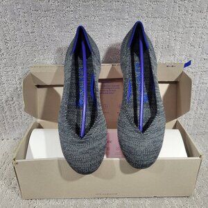 Rothy's The Flat Womens Size 7.5 Charcoal Birdseye Round Toe Slip On Ballet Shoe